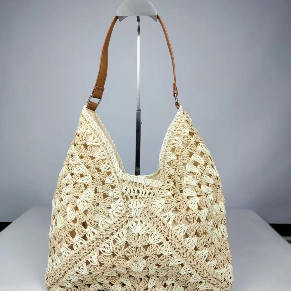 Straw Crochet Bag Women | Summer Beach Shoulder Bag Woven Vacation Tote Casual Handbag