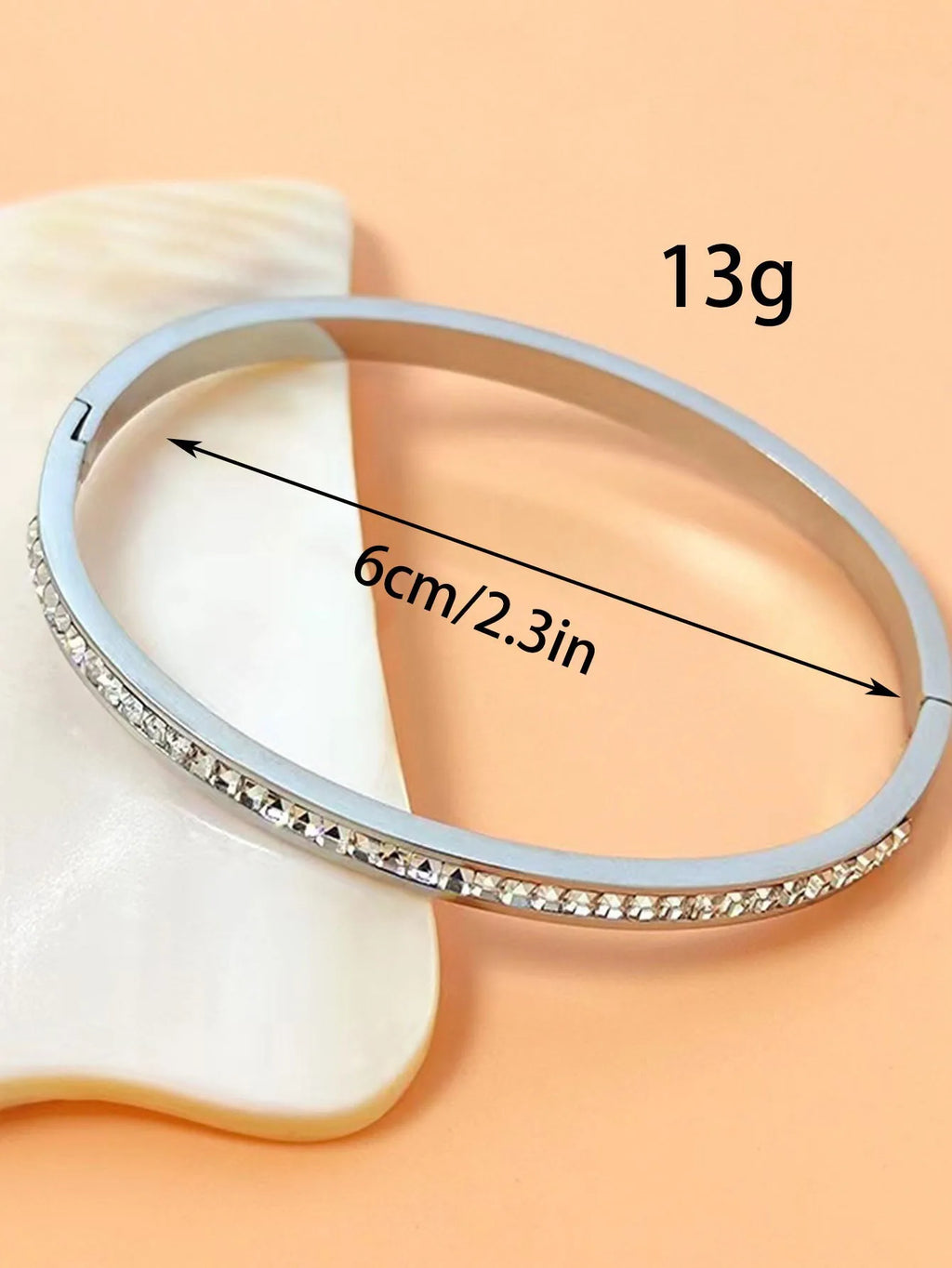 Women’s Stainless Steel Zircon Bracelet – Single Row Cubic Zirconia Bangle, Non-Fading Party; Gift Jewelry