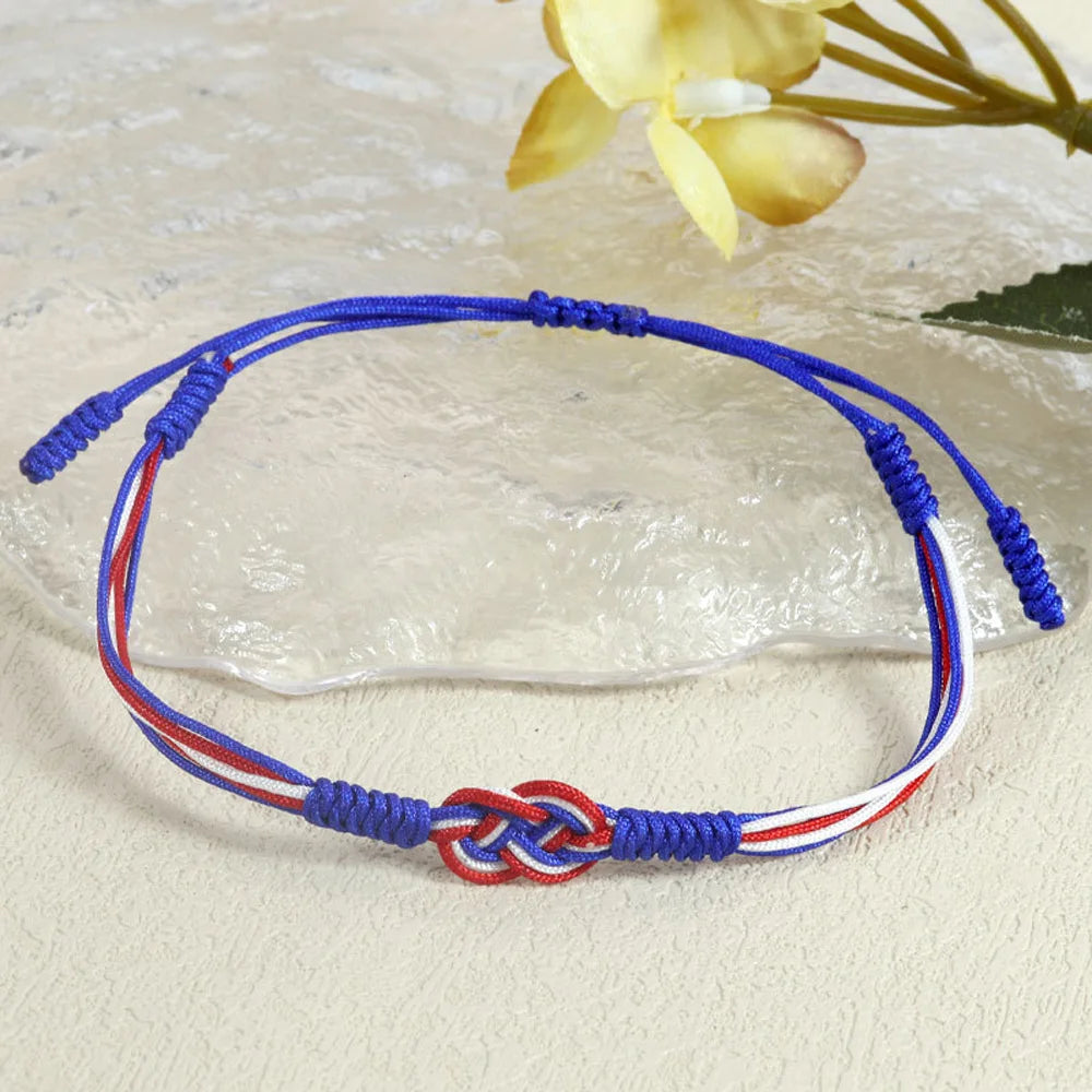 Handmade Love Knot Woven Bracelet – Color Blocking Adjustable Rope Charm Bracelet for Women; Men | Ethnic Friendship Jewelry Gift