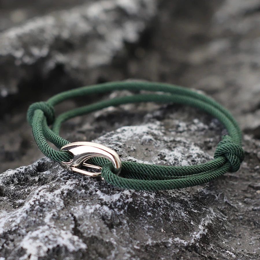 Double Layer Marine Rope Bracelet – Adjustable Nautical String Bracelet for Men; Women | Stainless Steel Casual Jewelry