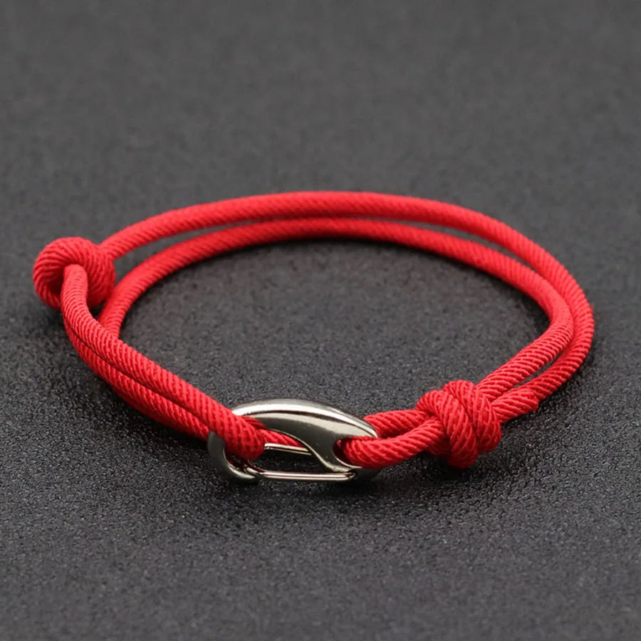 Double Layer Marine Rope Bracelet – Adjustable Nautical String Bracelet for Men; Women | Stainless Steel Casual Jewelry