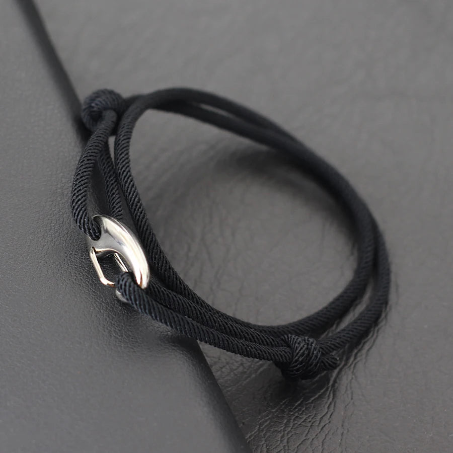 Double Layer Marine Rope Bracelet – Adjustable Nautical String Bracelet for Men; Women | Stainless Steel Casual Jewelry