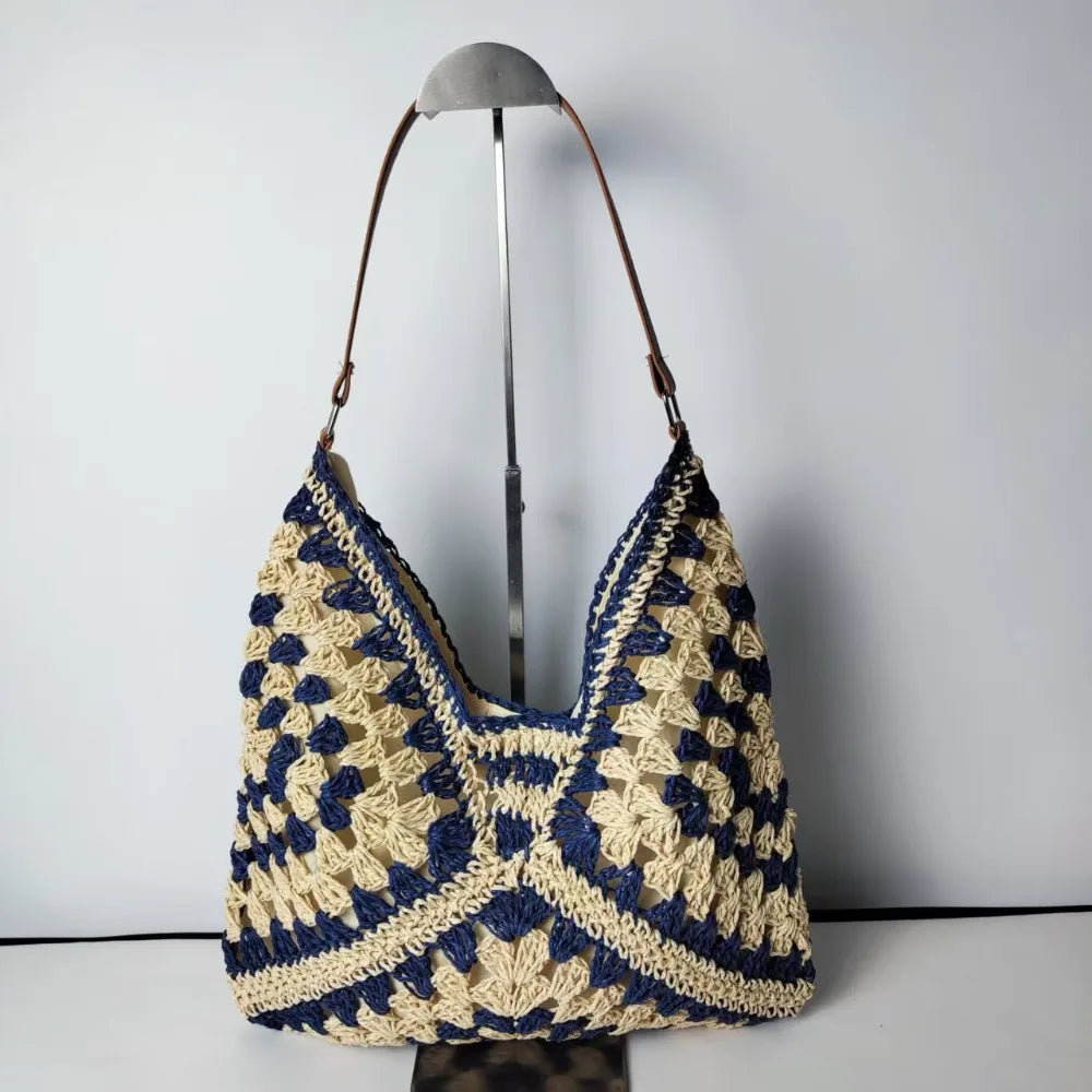 Straw Crochet Bag Women | Summer Beach Shoulder Bag Woven Vacation Tote Casual Handbag