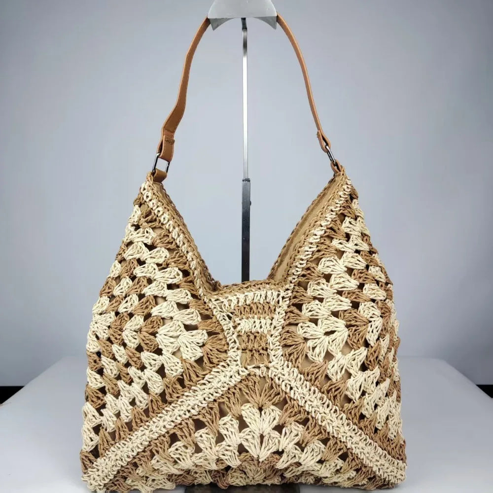 Straw Crochet Bag Women | Summer Beach Shoulder Bag Woven Vacation Tote Casual Handbag