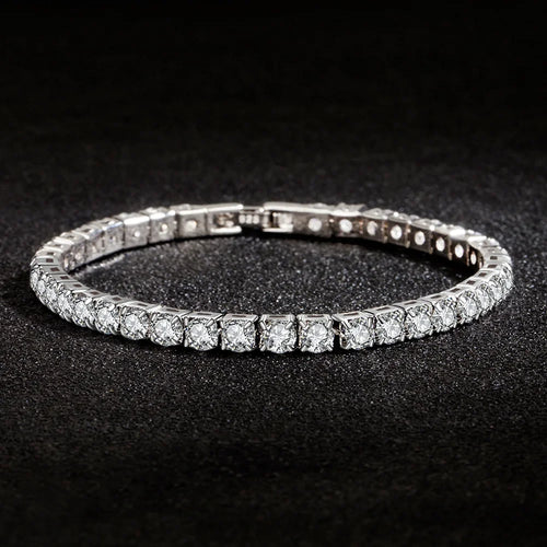 925 Sterling Silver Bracelet with Zirconia – Tennis Charm for Women, 4mm, 16–20cm