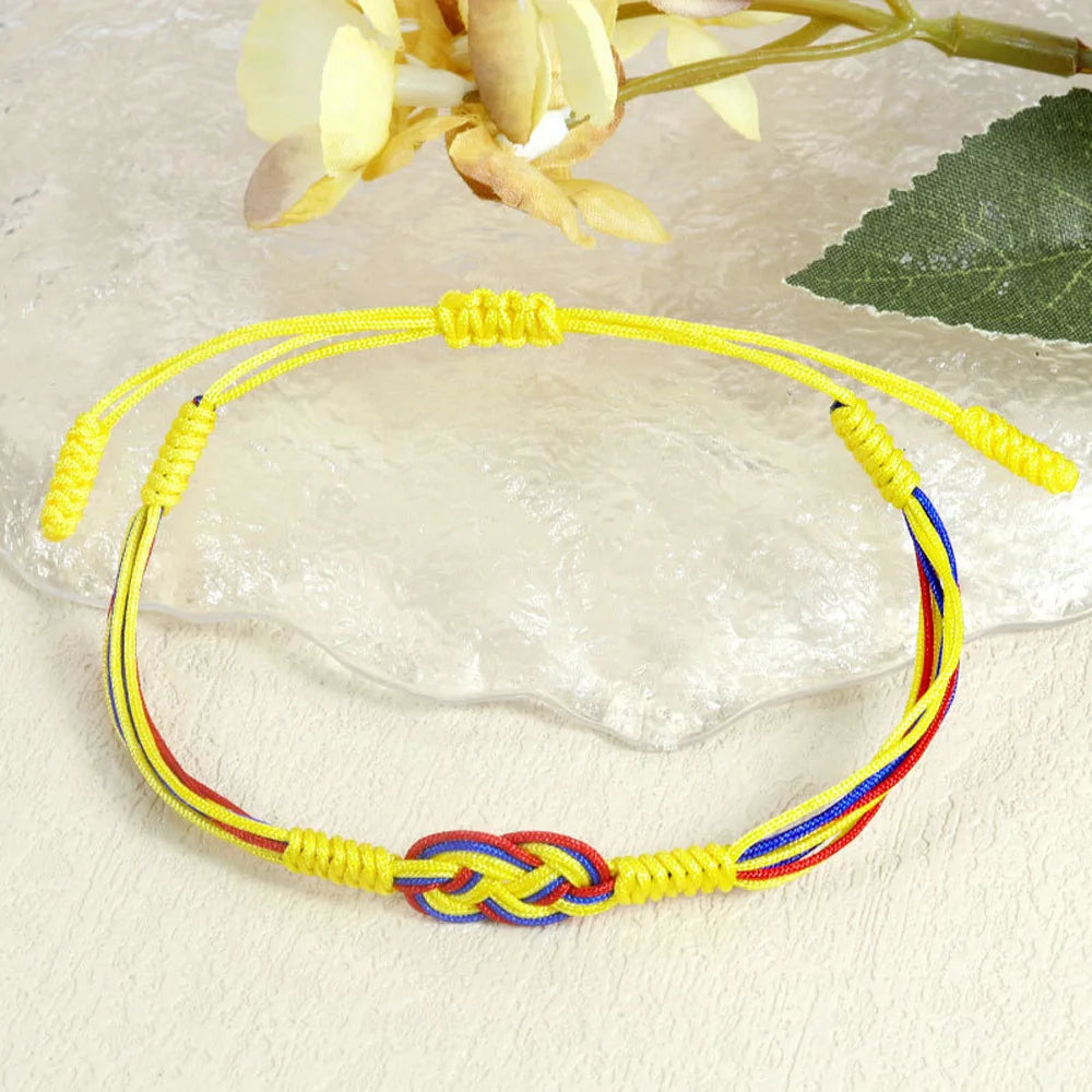 Handmade Love Knot Woven Bracelet – Color Blocking Adjustable Rope Charm Bracelet for Women; Men | Ethnic Friendship Jewelry Gift