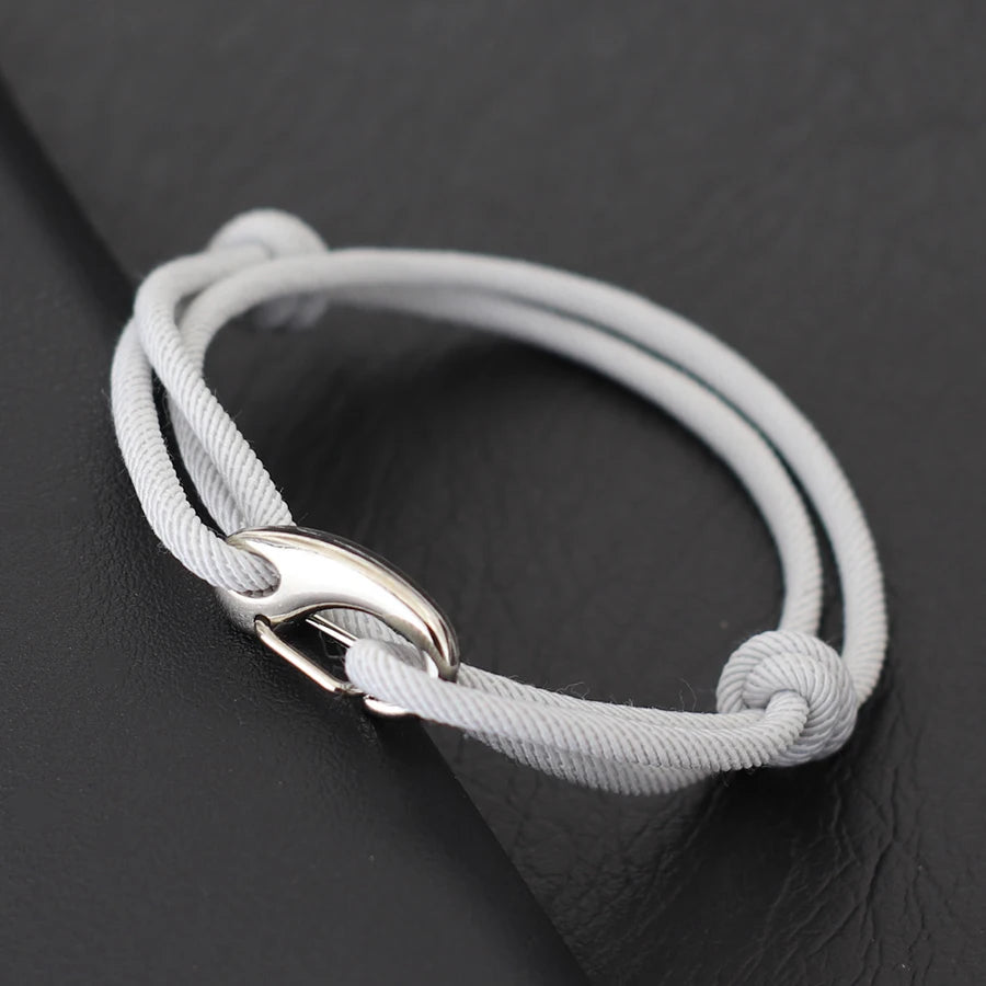 Double Layer Marine Rope Bracelet – Adjustable Nautical String Bracelet for Men; Women | Stainless Steel Casual Jewelry
