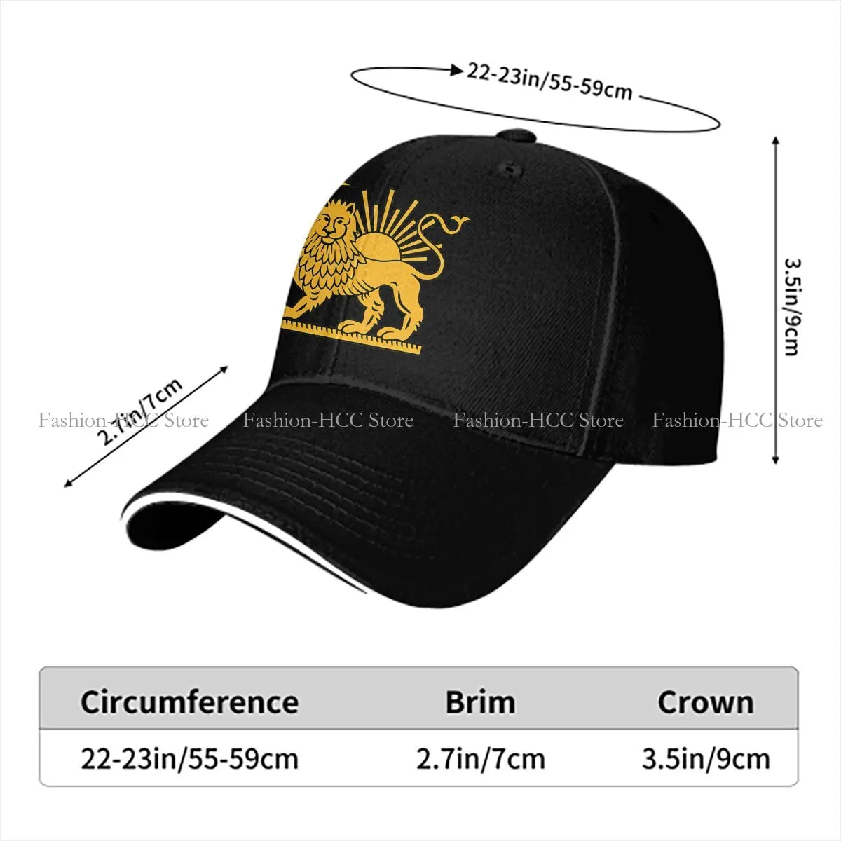 Iranian Lion & Sun Cap – Persia National Symbol Hip Hop Sun Visor Hat (Unisex, Adjustable)