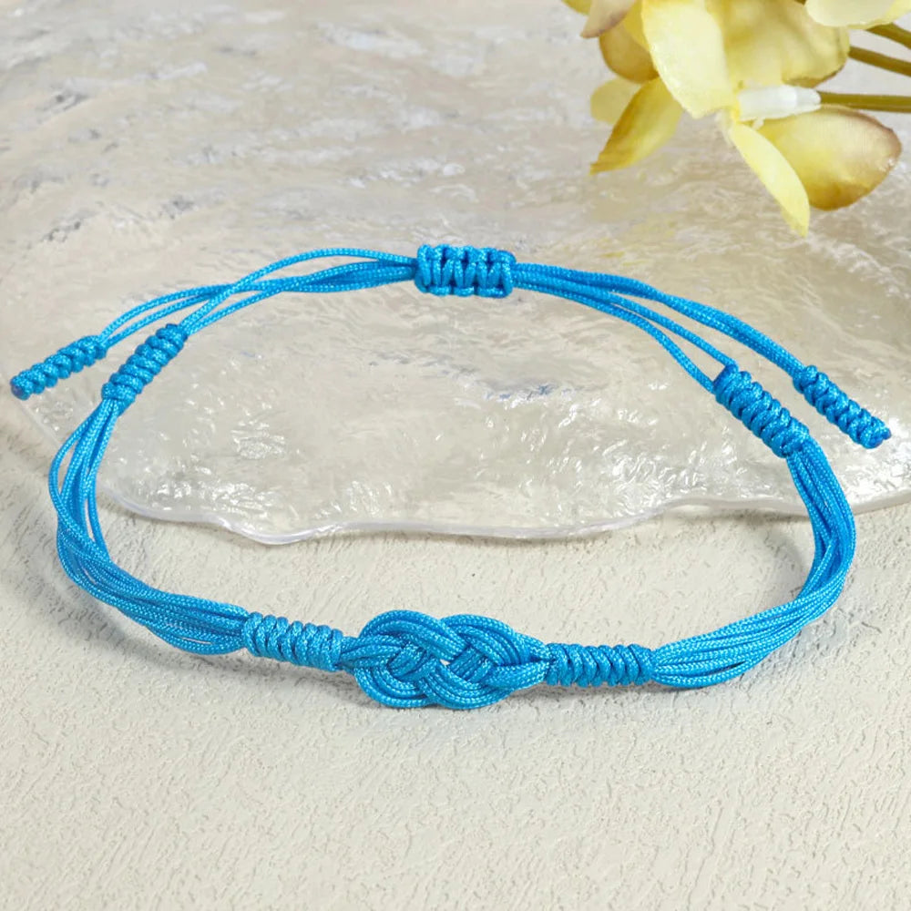 Handmade Love Knot Woven Bracelet – Color Blocking Adjustable Rope Charm Bracelet for Women; Men | Ethnic Friendship Jewelry Gift