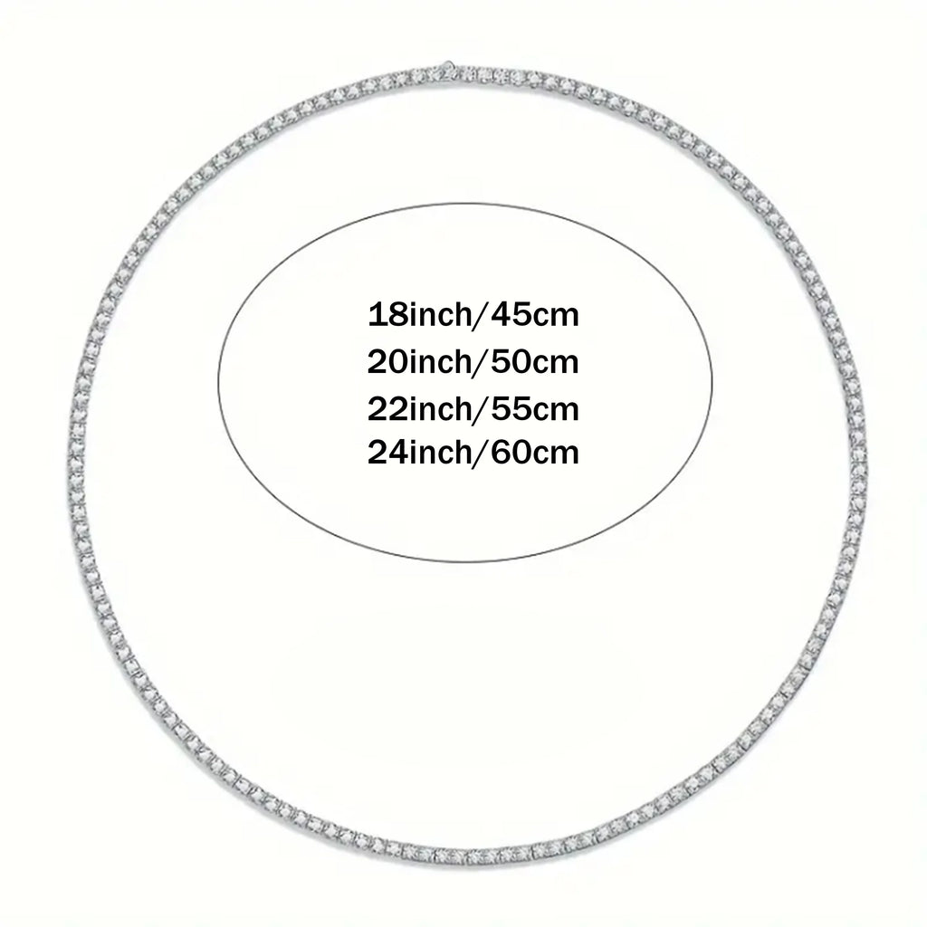 *925 Silver Moissanite Tennis Necklace – 4mm, Women’s Everyday & Party Jewelry