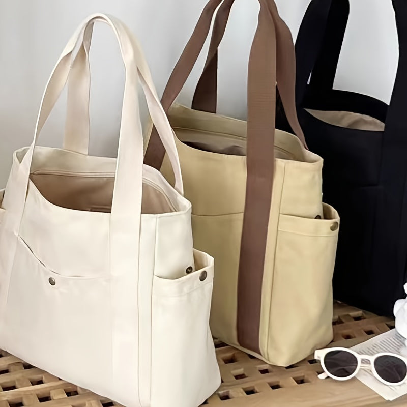 *Large Capacity Canvas Shoulder Tote Bag – Casual Messenger Travel Bag for Men and Women