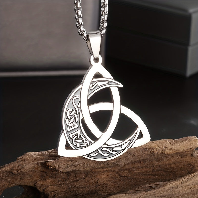 Classic Witch Moon Crescent Necklace – Stainless Steel Mystical Witchcraft Pendant | Unisex Halloween Gothic Jewelry