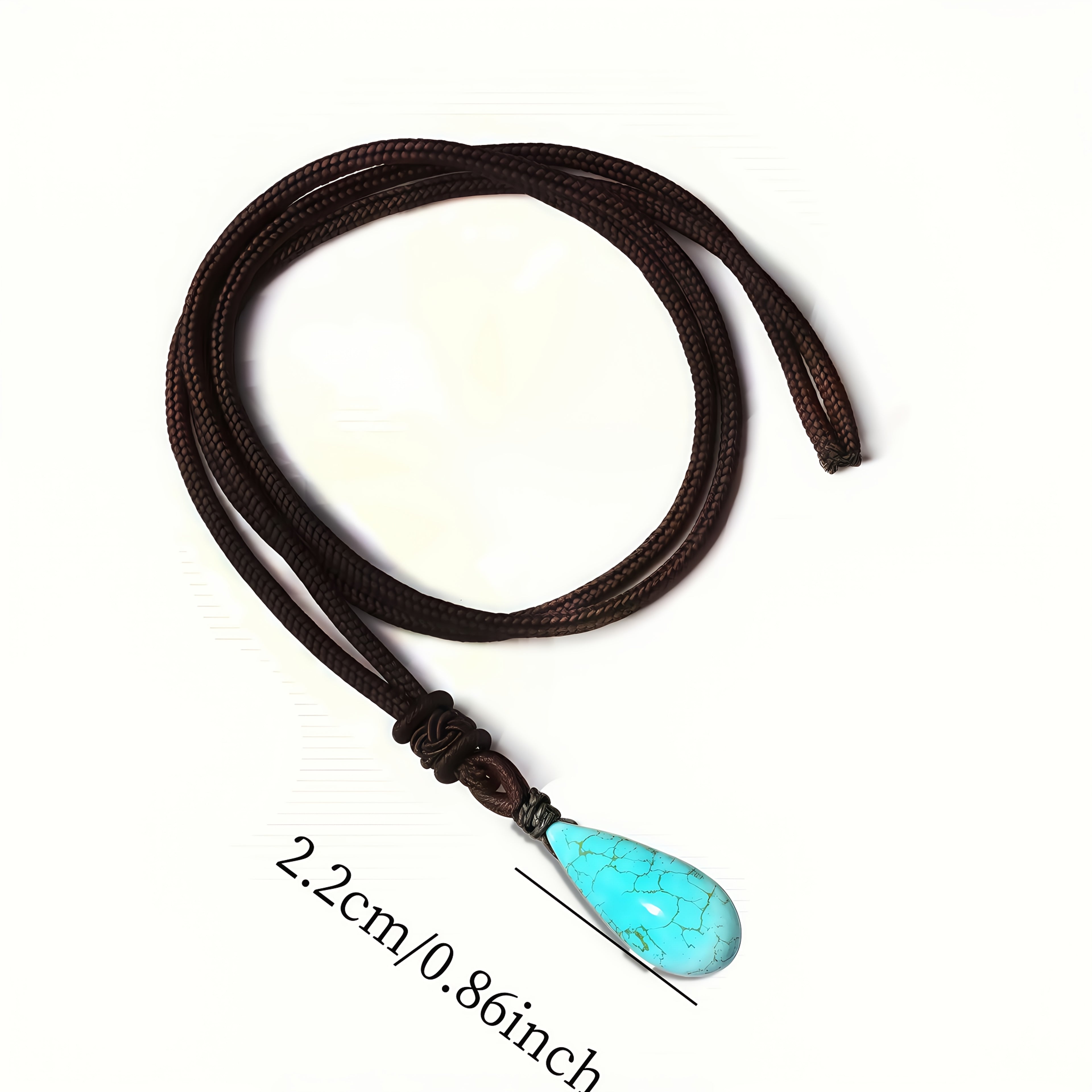 Teardrop Turquoise Necklace – Natural Stone Boho Pendant | Lucky Water Drop Sweater Chain for Women