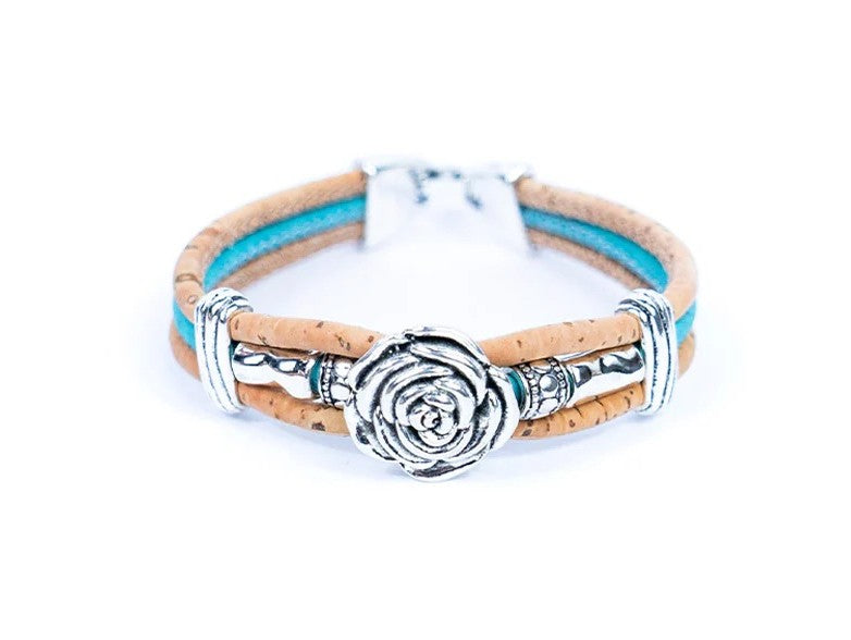 Portuguese Cork Bracelet with Traditional Tile Charm – Handmade Sustainable Jewelry