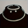 *Luxury Rhinestone Bridal Jewelry Set – 3 Piece Necklace, Earring; Bracelet Set – 14K Gold Plated Wedding Jewelry for Brides