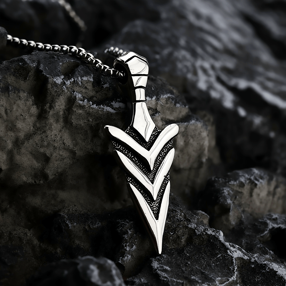 *Men’s Vintage Arrow Pendant Necklace – 304 Stainless Steel Double-Sided Polished Charm 60cm Chain