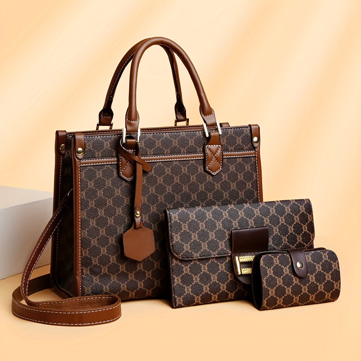 *Women Tote Bag Set 3pcs | Large Capacity Handbag with Clutch and Card Holder Elegant PU Bag