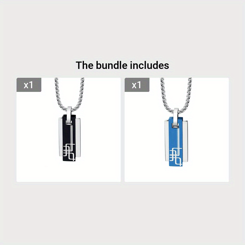 Korean Style Square Stainless Steel Pendant Necklace – Titanium 202 Steel Minimalist Men’s Casual Jewelry