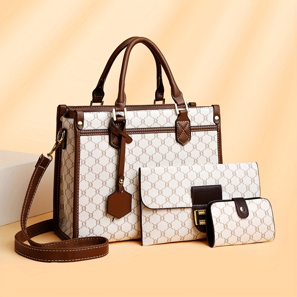 *Women Tote Bag Set 3pcs | Large Capacity Handbag with Clutch and Card Holder Elegant PU Bag