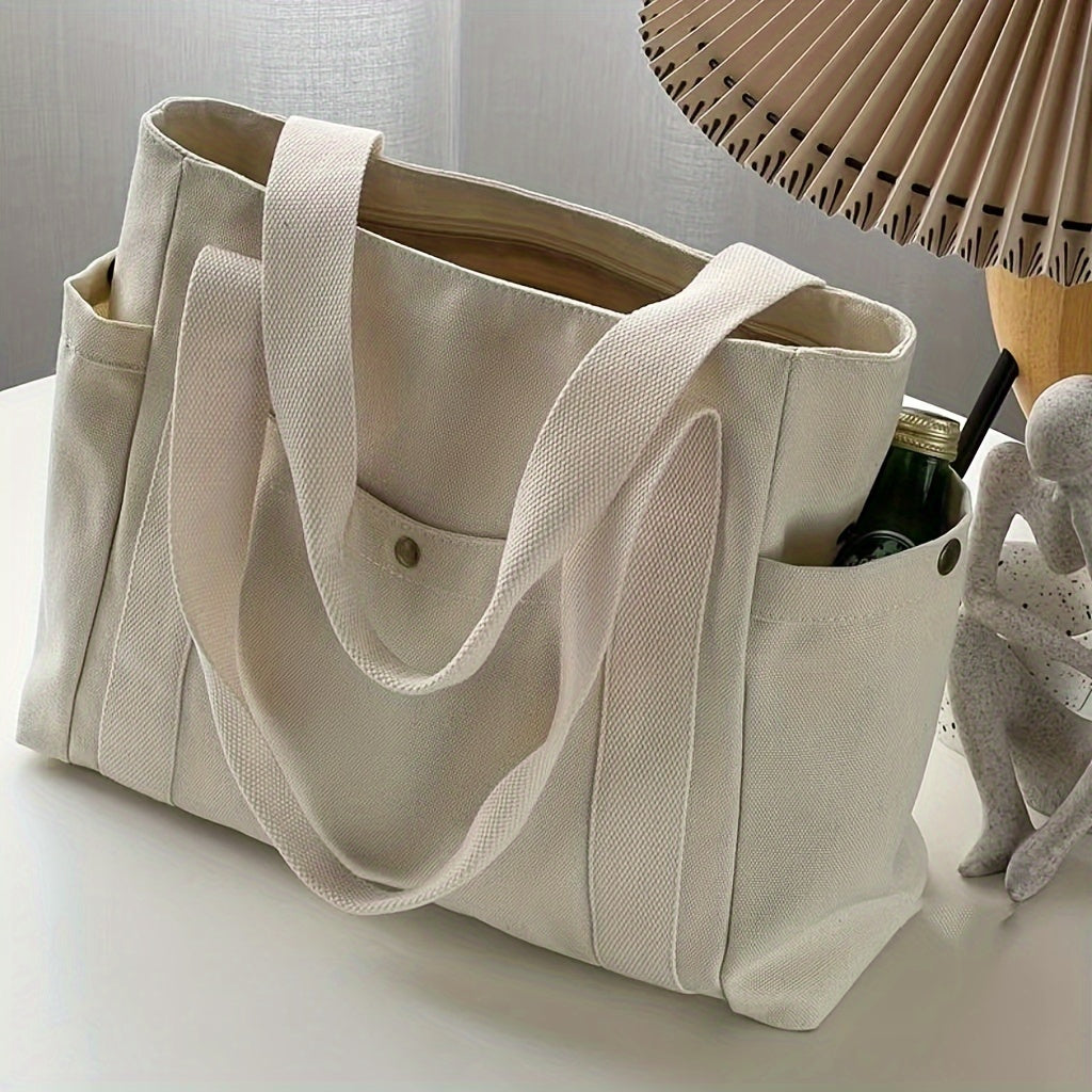 *Large Capacity Canvas Shoulder Tote Bag – Casual Messenger Travel Bag for Men and Women