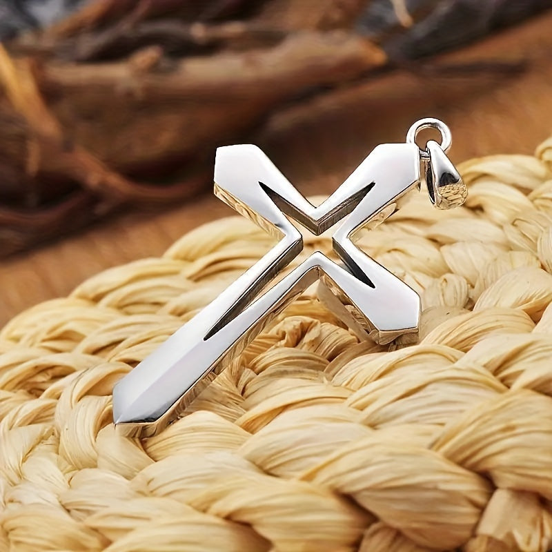 Stainless Steel Cross Pendant Necklace – Minimalist Hollow Christian Chain | Waterproof Hypoallergenic Hip Hop Jewelry for Men &amp; Women