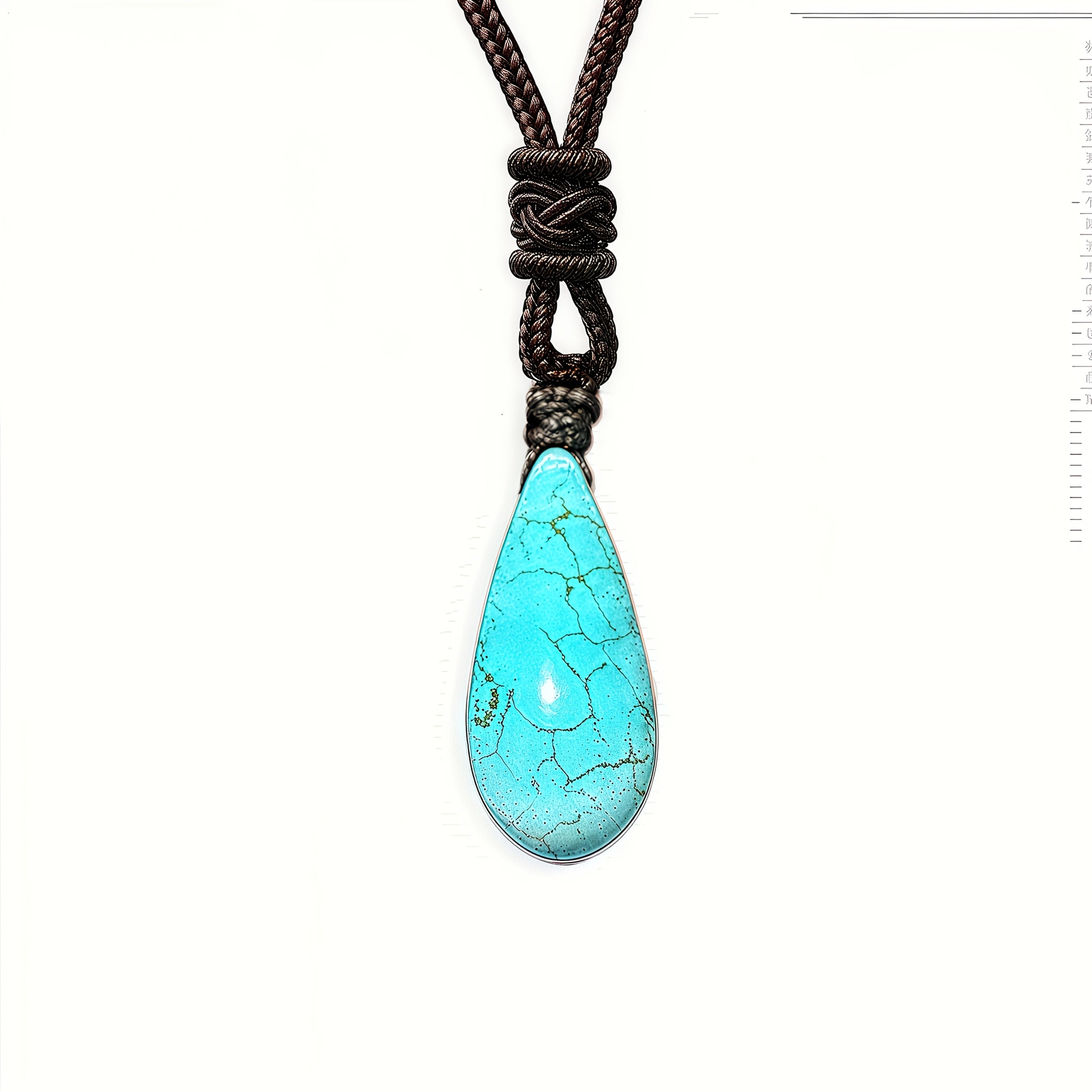 Teardrop Turquoise Necklace – Natural Stone Boho Pendant | Lucky Water Drop Sweater Chain for Women